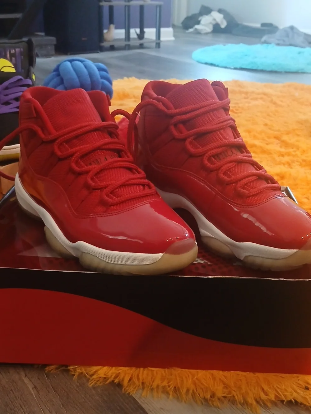 Jordan 11s Red High-Top Fashion Sneakers